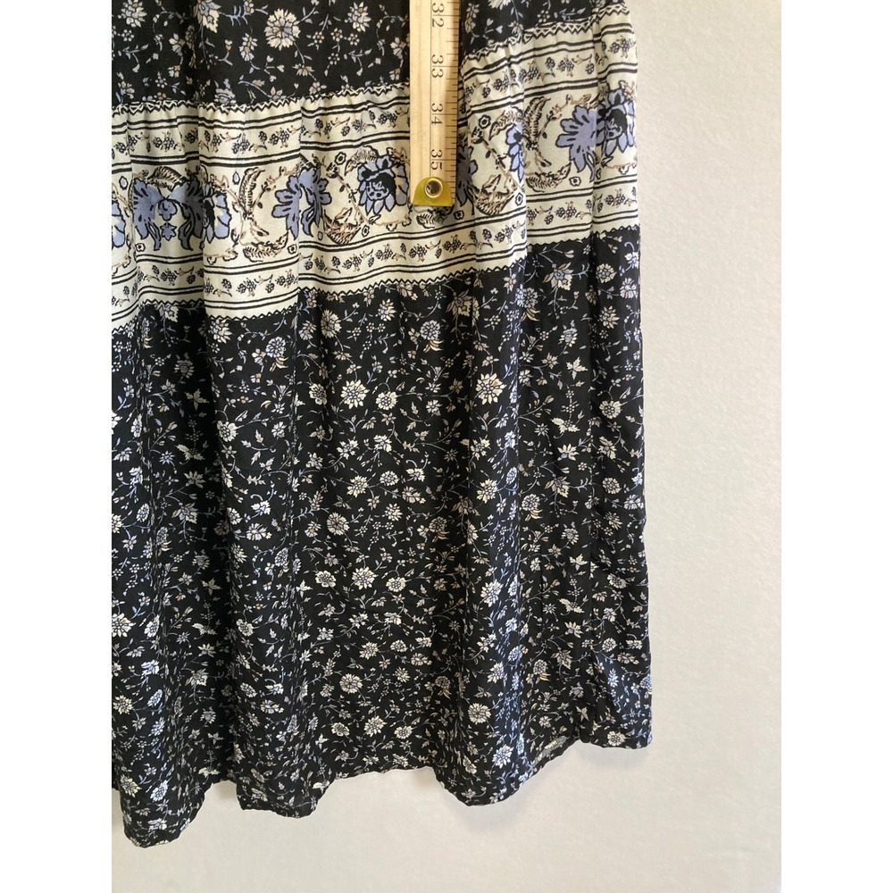 Knox Rose Black Floral Maxi Dress with Cream & Blue Trim - Picture 6 of 9